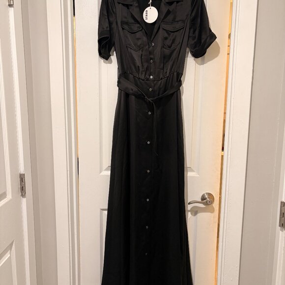 STAUD Millie Satin Belted Maxi Shirtdress NWT - Picture 8 of 8